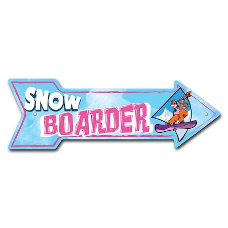 Snowboarder Girl Arrow Sign Funny Home Decor 24in Wide